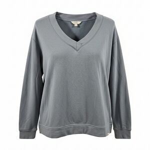 Orvis Sage SZ Small V-Neck Long Sleeve Super Soft Fleece Boxy Sweatshirt